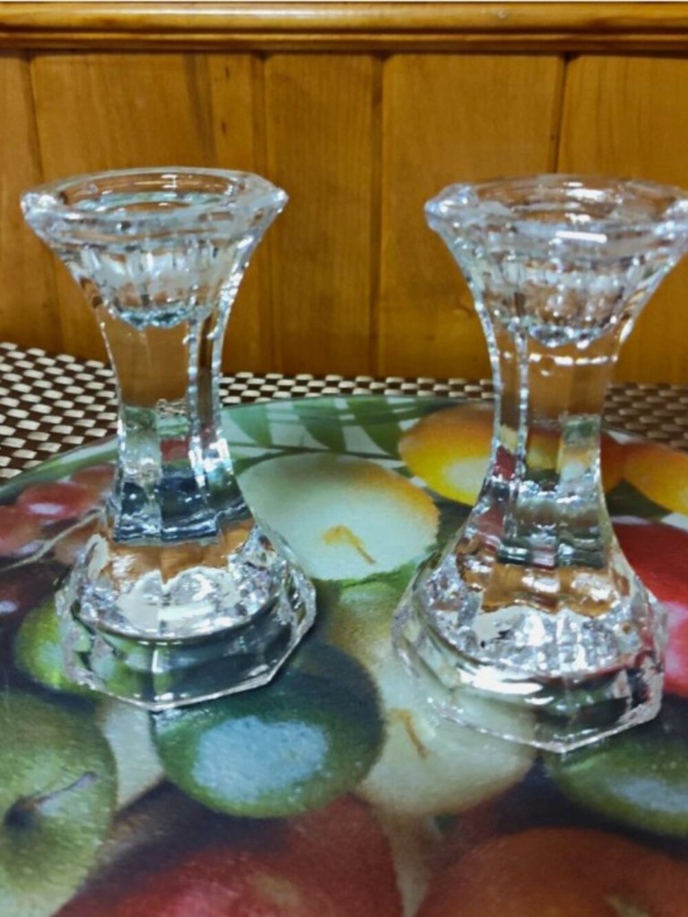 Lot of 2 Clear Lead Crystal Candle Holder Genuine Made in Japan Hx2" W